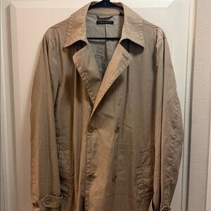 Theory Tan Beige Double-Breasted Trench Rain Coat L